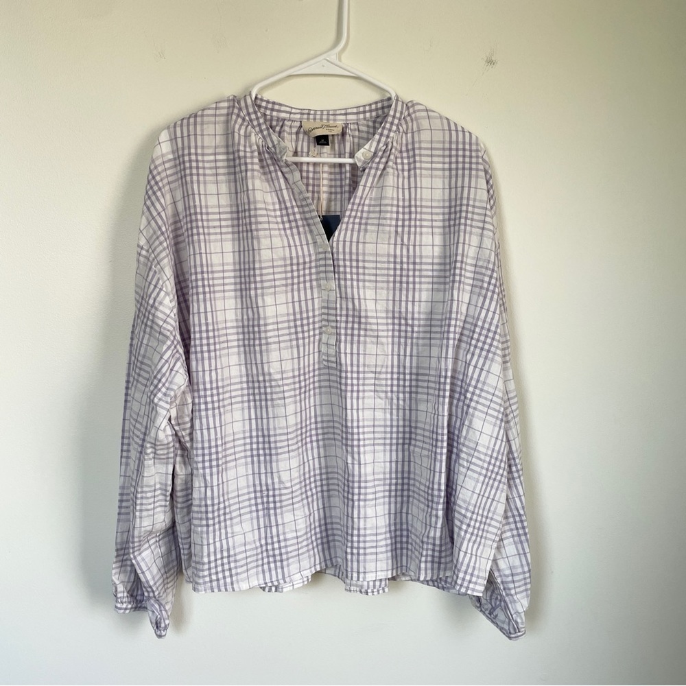 NWT Universal Thread purple and white peasant blouse